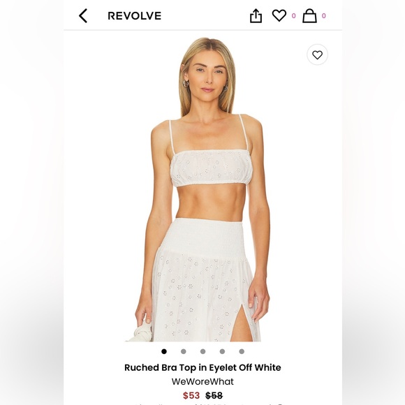 WeWoreWhat Ruched Eyelet Bra Top | Off White - Medium - Picture 2 of 7
